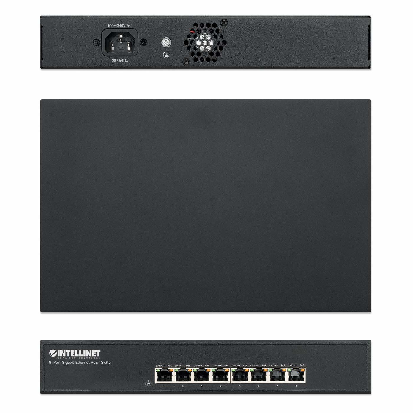 Intellinet 8-Port Gigabit Ethernet PoE+ Switch, 8 x PoE ports, IEEE 802.3at/af Power-over-Ethernet (PoE+/PoE), Endspan, Desktop, Box – image 5