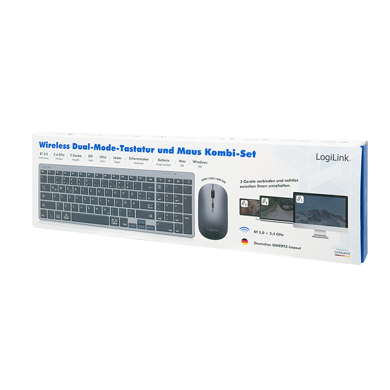 LogiLink ID0215 keyboard Mouse included Home/Office Bluetooth QWERTZ German Anthracite, Grey – image 8