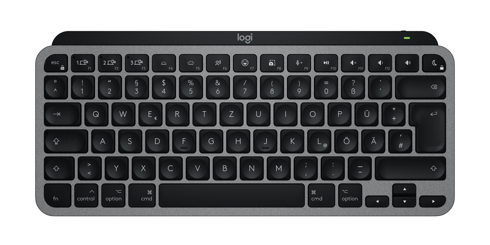 Logitech MX Keys Mini For Mac keyboard Home/Office Bluetooth QWERTZ German Black, Grey