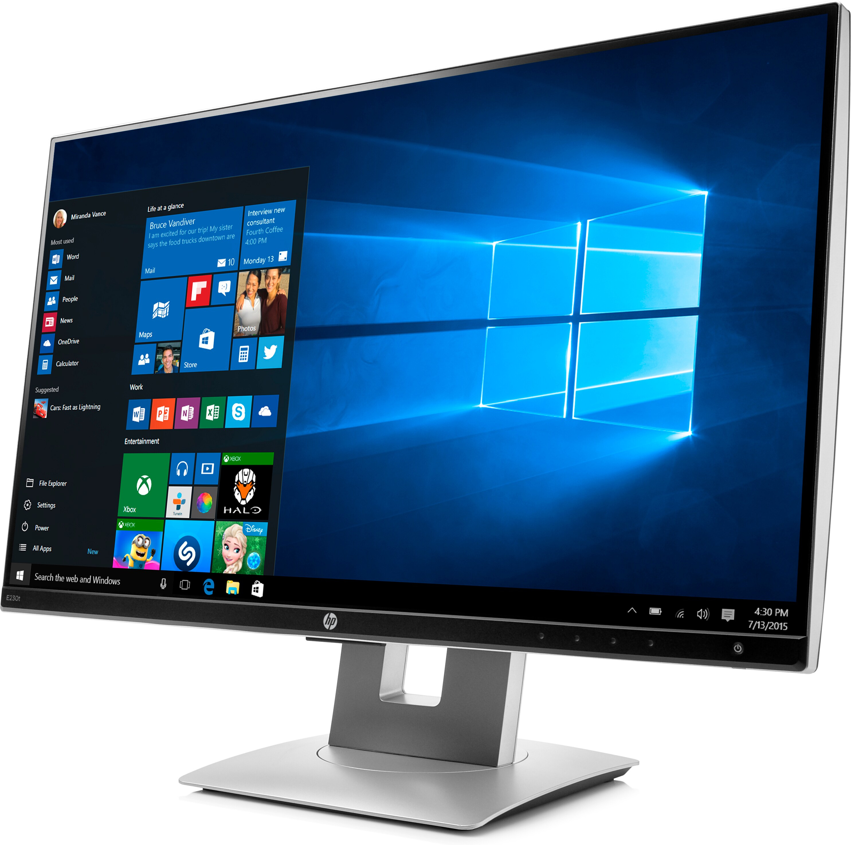 HP EliteDisplay E230t computer monitor 58.4 cm (23″) 1920 x 1080 pixels Full HD LED Touchscreen Table Black, Silver image 3