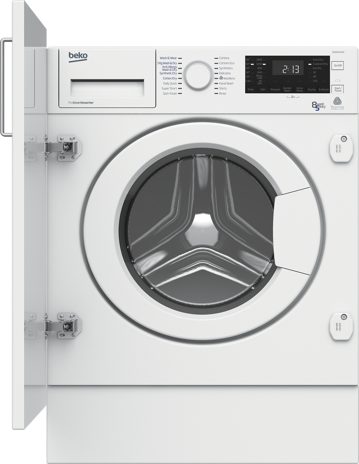Beko WDIX8543100 washer dryer Built-in Front-load White