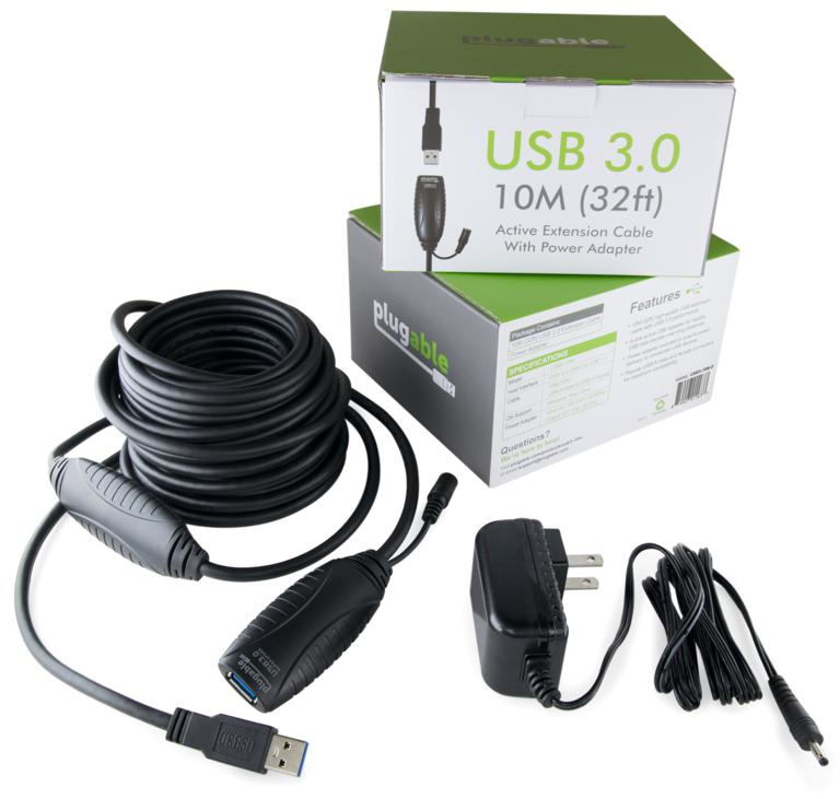 Resim Plugable Technologies USB3-10M-D USB A - USB A Kablo, 10m, Siyah