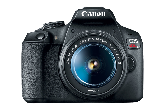 Canon EOS Rebel T7 - Digital camera - SLR - 24.1 MP - APS-C - 1080p / 30 fps - 3x optical zoom EF-S 18-55mm IS II lens - Wi-Fi, NFC - black