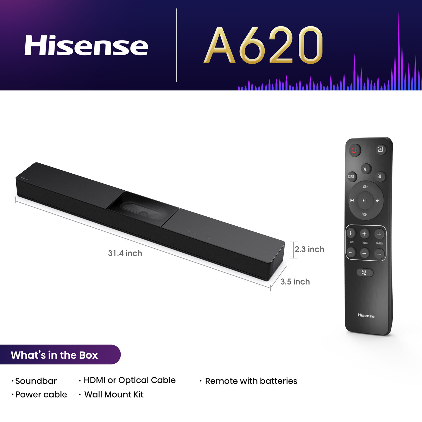 Hisense A620 soundbar speaker Black 2.1 channels – image 3