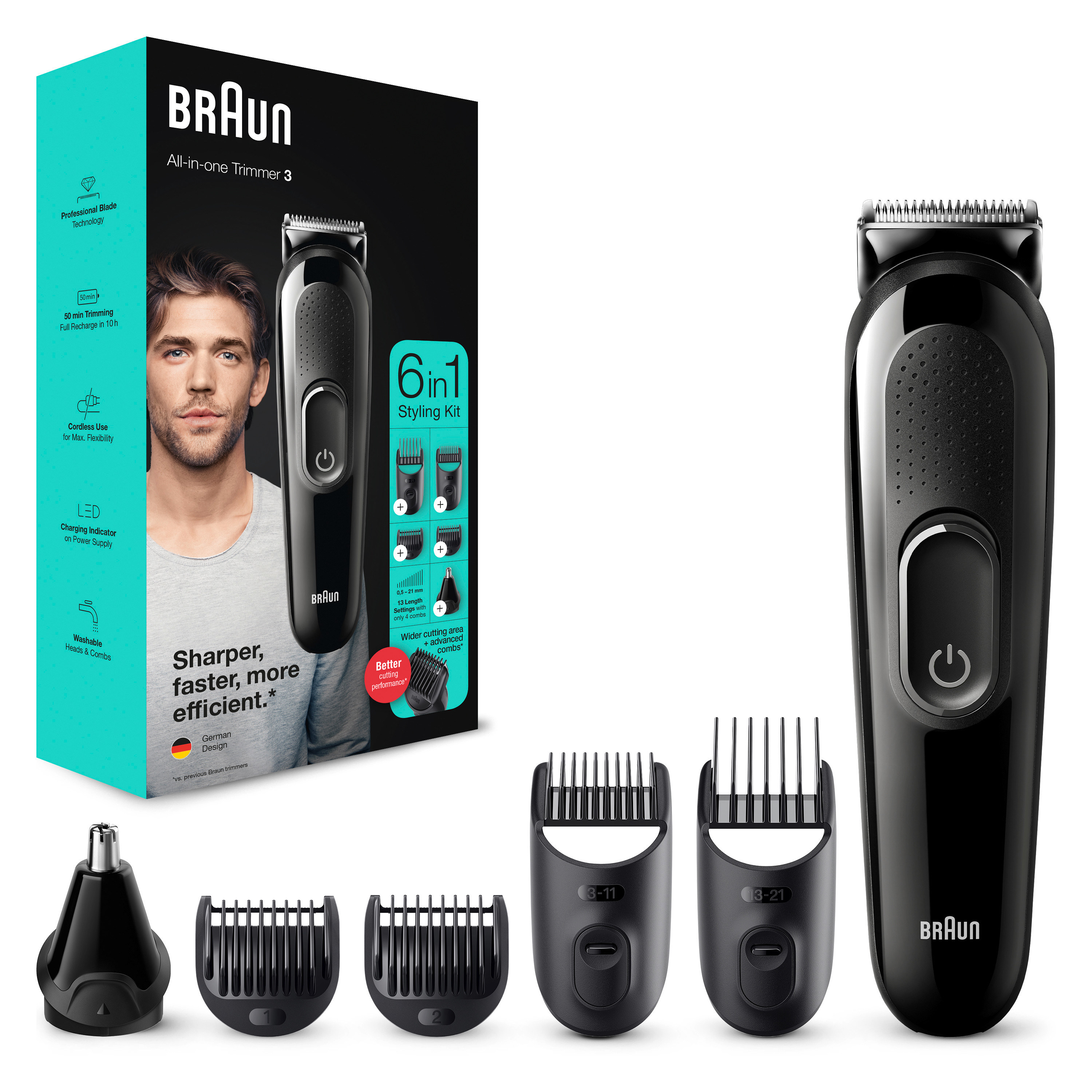 Trimer za kosu i bradu Braun MGK 3320 BLK/punjivi