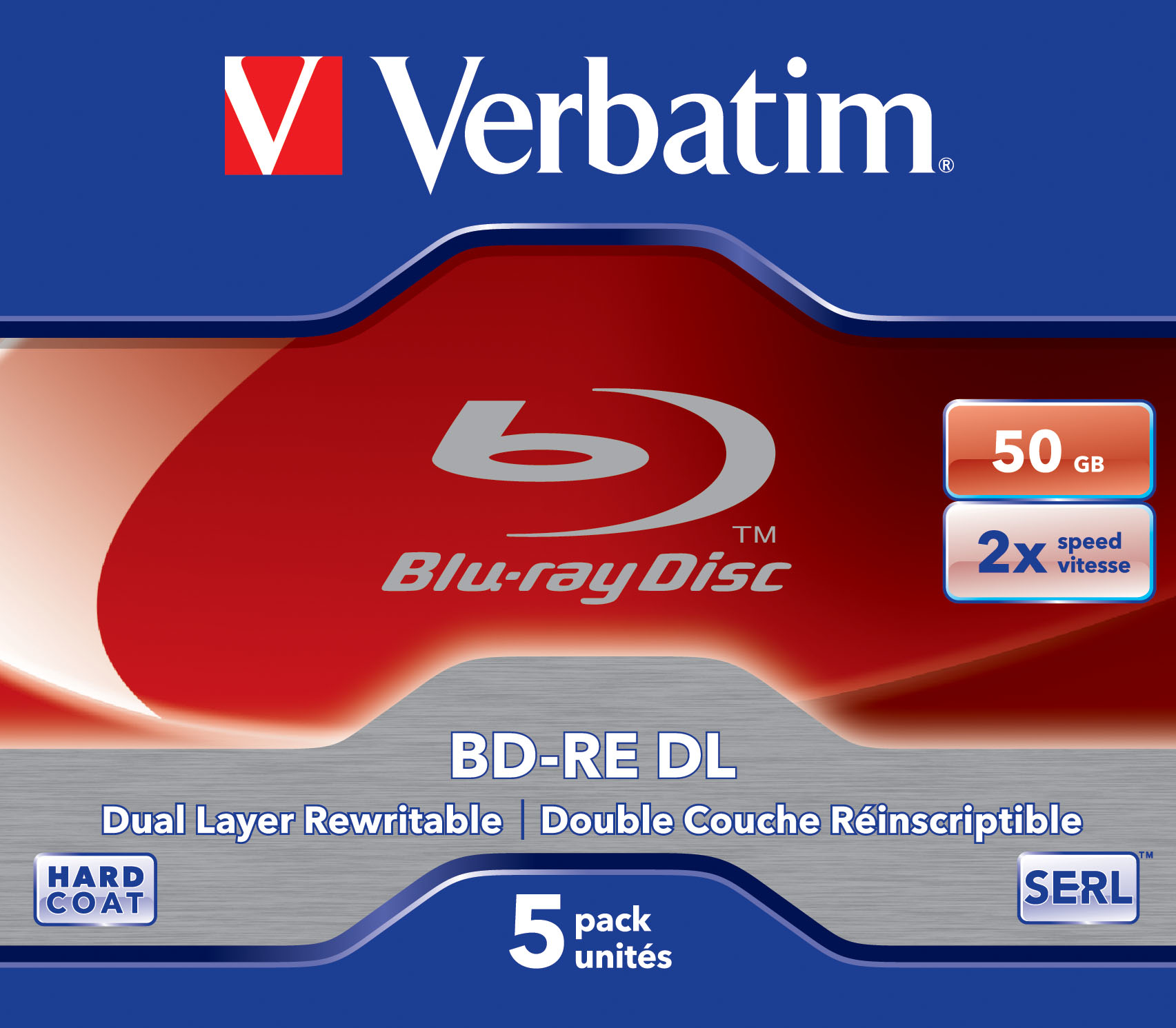 Verbatim BD-RE DL 50GB 2 x 5 Pack Jewel Case 5 styck