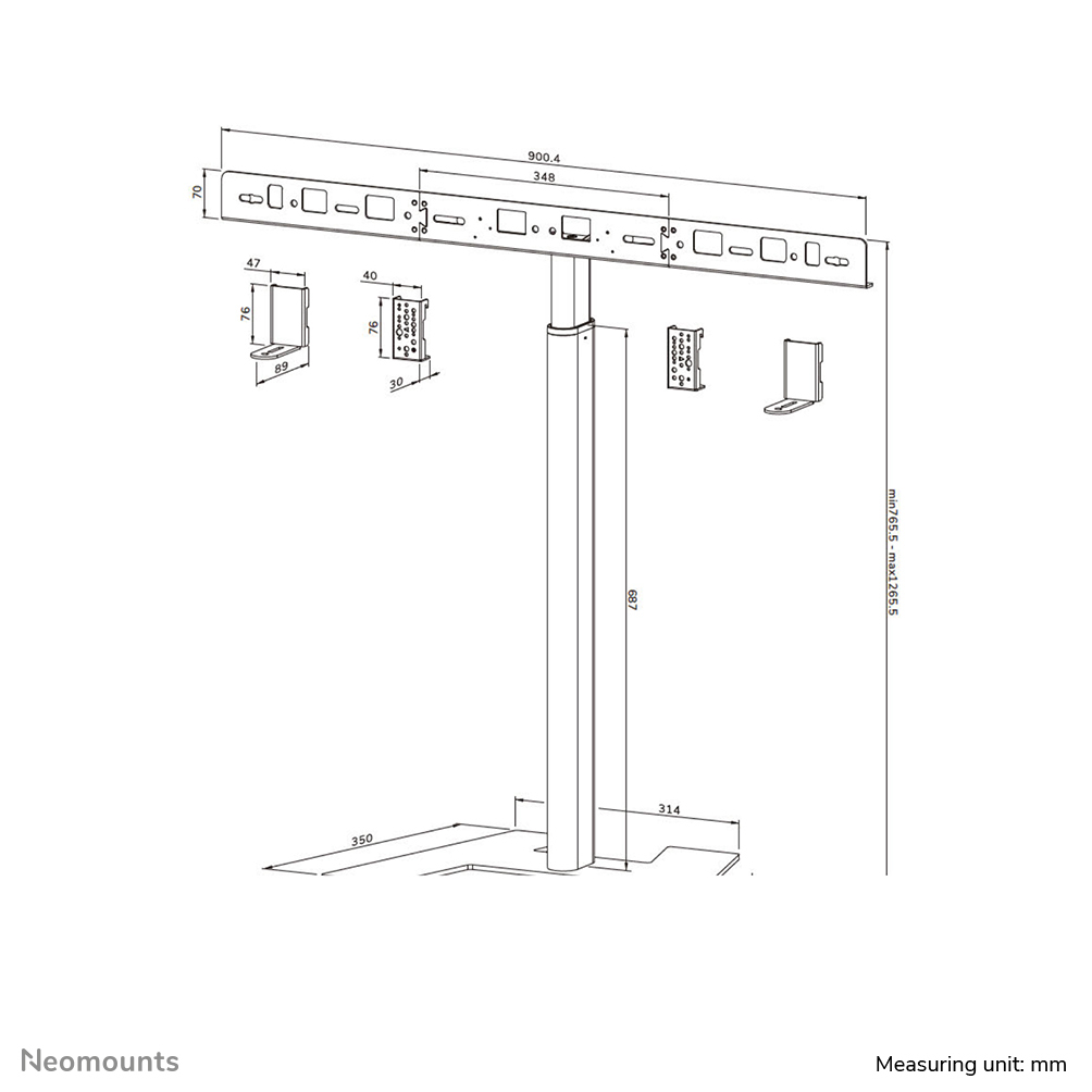 Neomounts BOS Videobar-Bodenstativ schwarz Max.10KG Bodenstandhalter