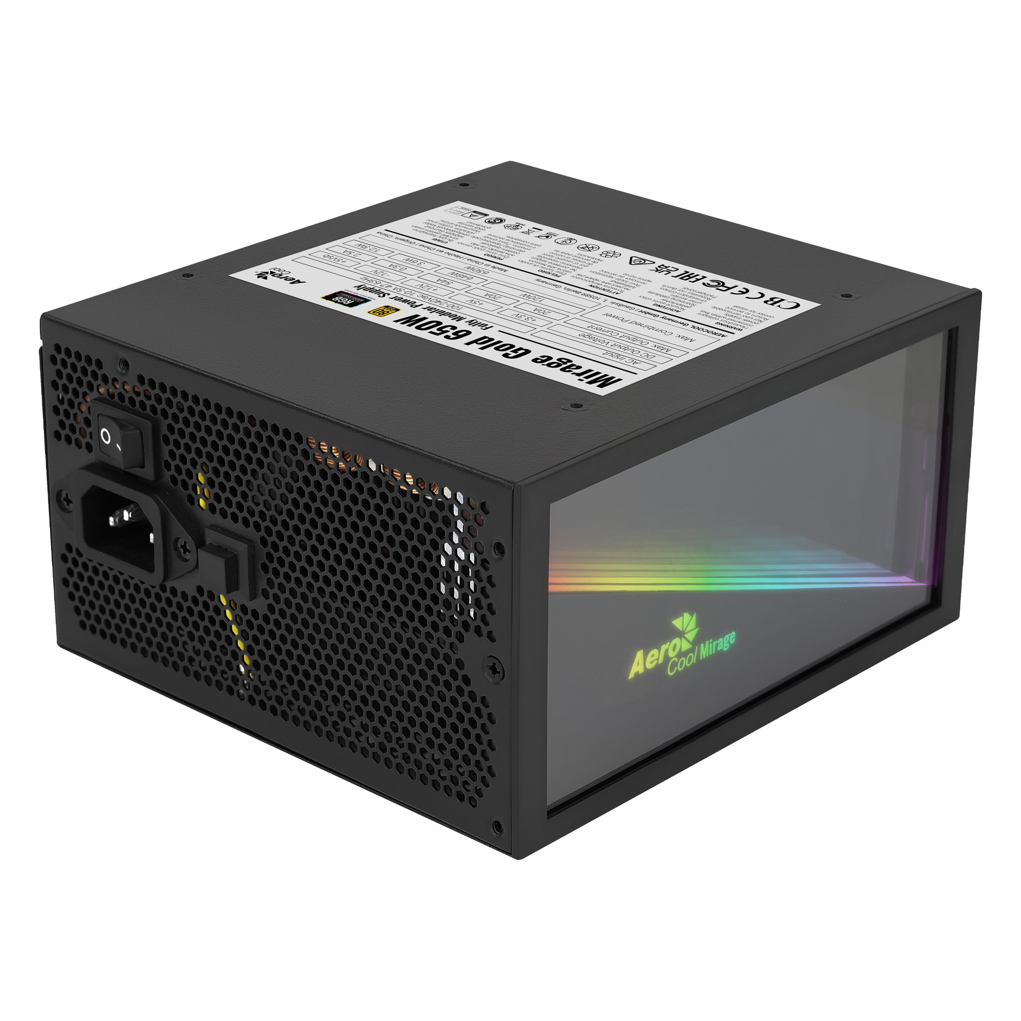 Aerocool MIRAGEGOLD 650W RGB 80 Plus Gold Modular PC Power Supply Japanese Capacitors – image 2