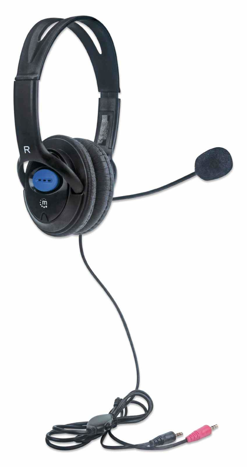 Manhattan Stereo Headset, Lightweight, adjustable microphone, in-line volume control, padded cloth ear cushions, two – image 2