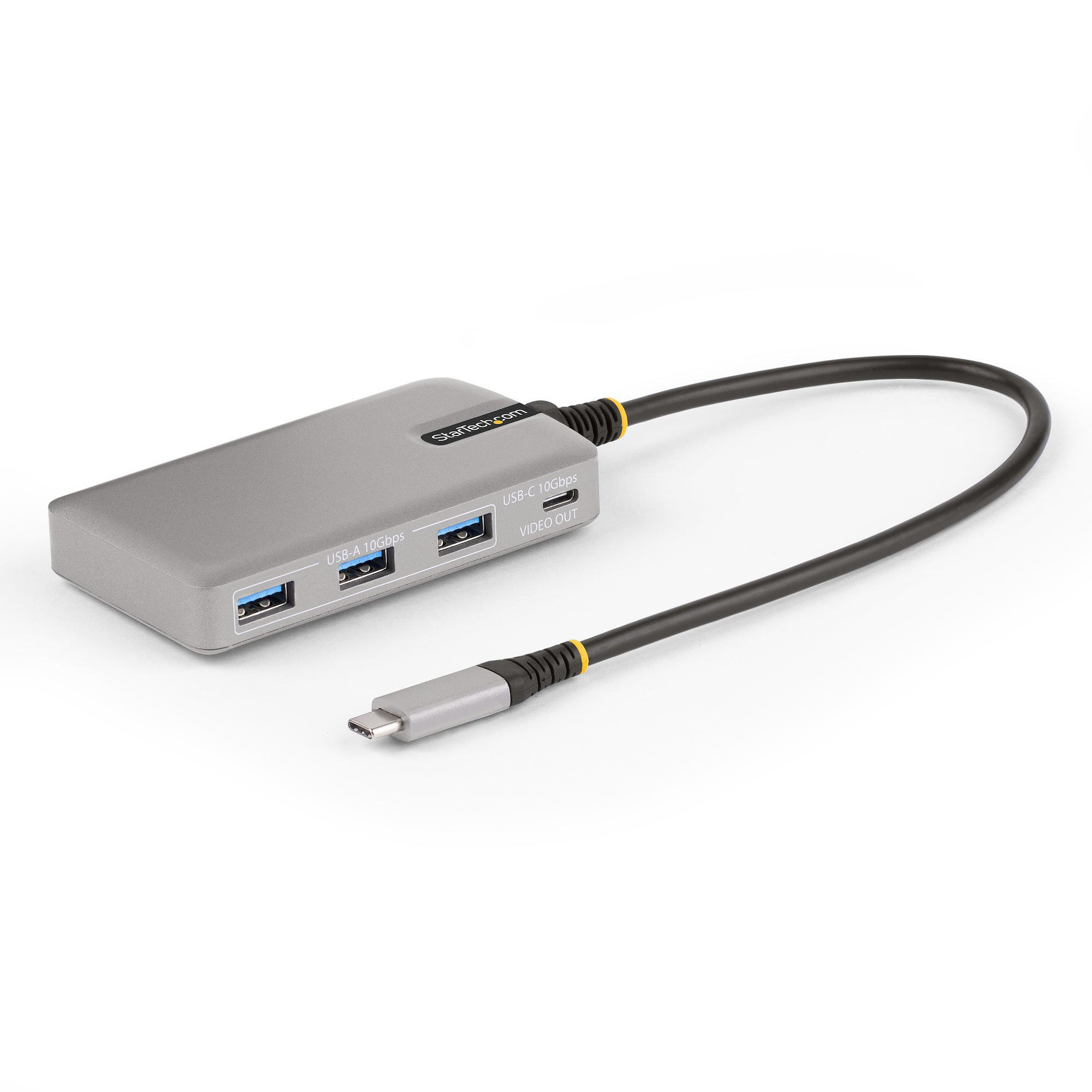 StarTech.com 4-Port USB-C Hub with USB-C DP Alt Mode Video Output 4K 60Hz, 3x USB-A, 1x USB-C, 100W Power Delivery Pass-Through, USB 3.2 Gen 2 (10Gbps), Portable USB Type-C to USB Type-A/C - 1ft (30cm) Host Cable (HB31C3A1CDPPD3) - Hub - 1 x USB-C + 3 x USB 3.2 Gen 2 - desktop