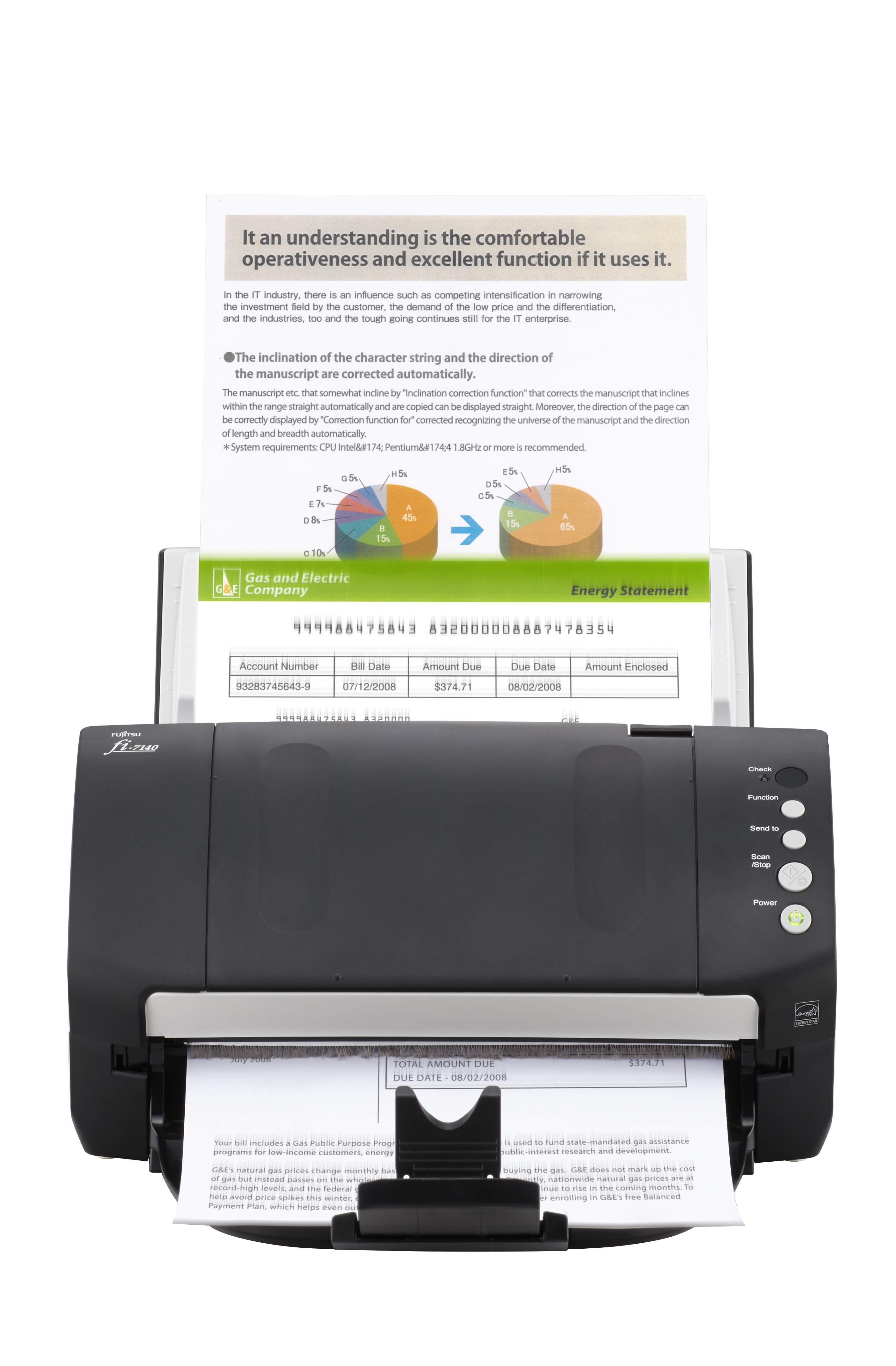 Fujitsu fi-7140 - Document scanner - Dual CCD - Duplex - 8.5 in x 14 in - 600 dpi x 600 dpi - up to 40 ppm (mono) / up to 40 ppm (color) - ADF (80 sheets) - USB 2.0
