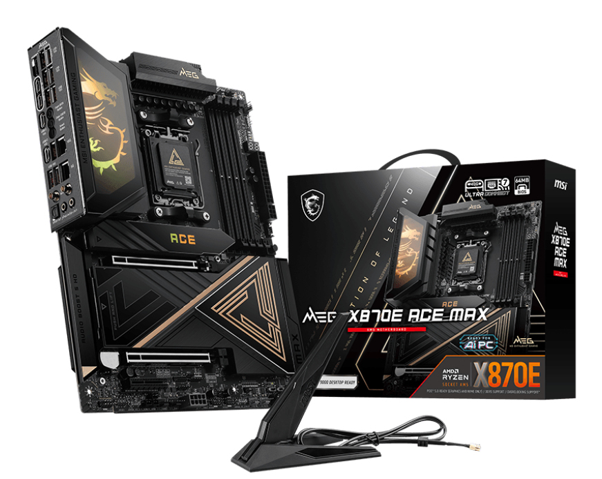 Motherboard AM5 ATX MSI MEG X870E ACE MAX, 256GB RAM DDR5 Max, 2 M.2 PCIe 5 + 3 M.2 PCIe 4, Wi-Fi 7 + BT 5.4