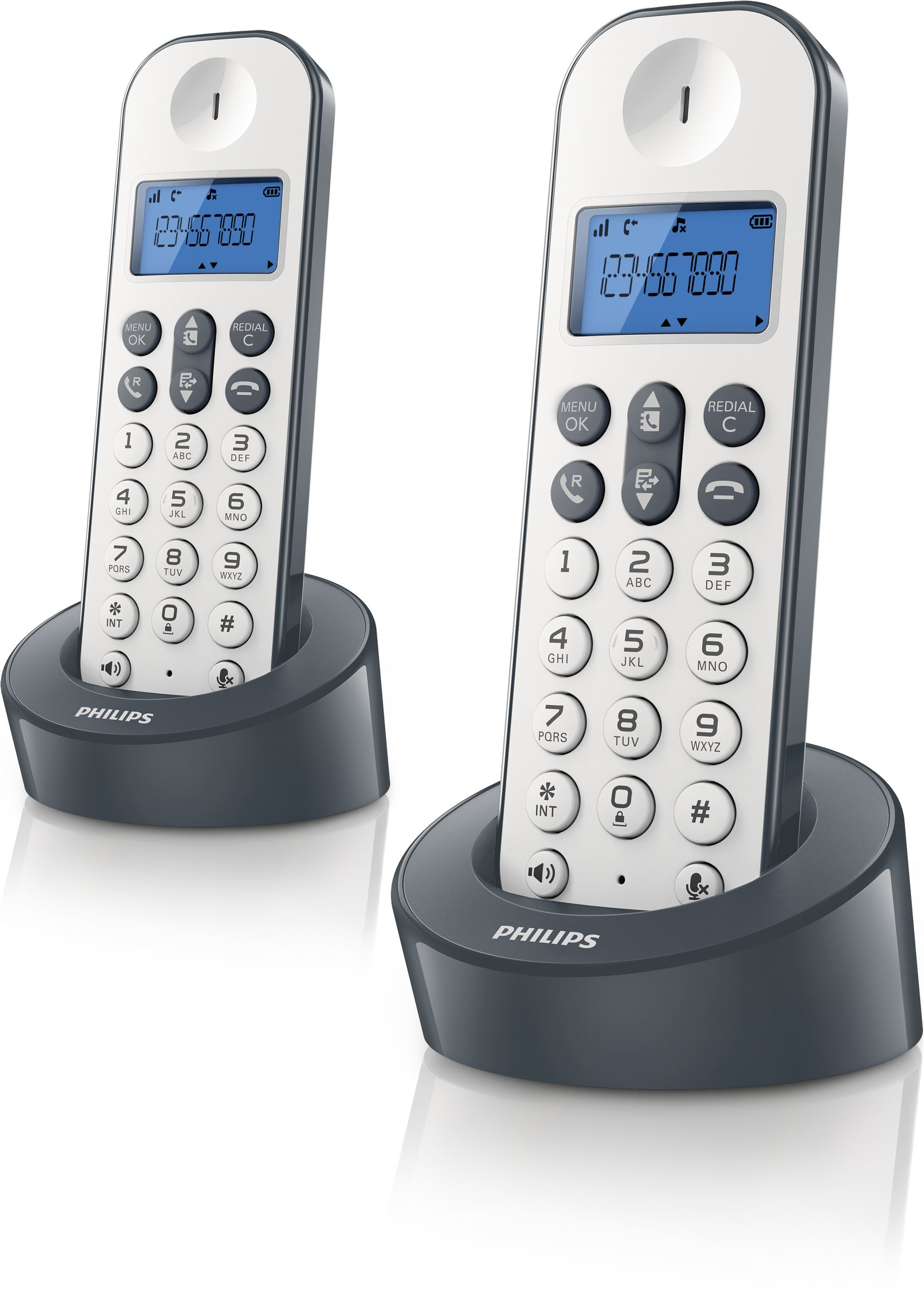 Philips D1212WG/FR telephone DECT telephone Caller ID Grey, White