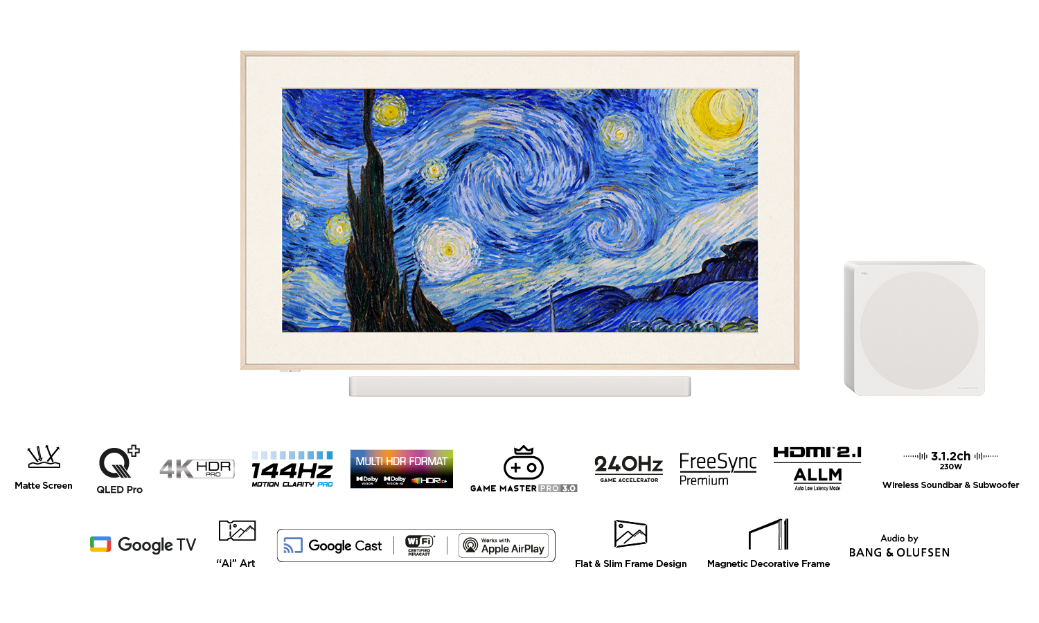 Pack TV QLED Pro TCL 65A300PRO NXTVISION 165 cm 4K UHD Aluminium brossé Barre de son 3.1.2ch avec caisson de basses — photo 6