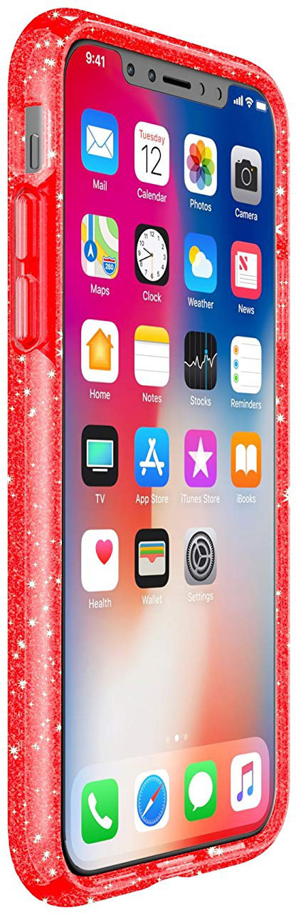 Speck iPhone X - Presidio Clear + Glitter - Firework Red W/ Gold Glitter – image 4