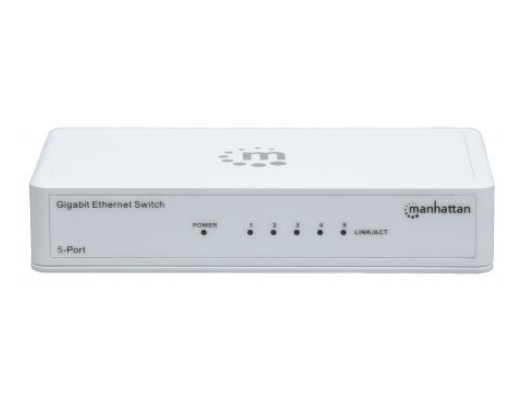 Manhattan 5-Port Gigabit Ethernet Switch, Desktop Size, Plastic, IEEE 802.3az (Energy Efficient Ethernet), Three Year Warranty, Box – image 3