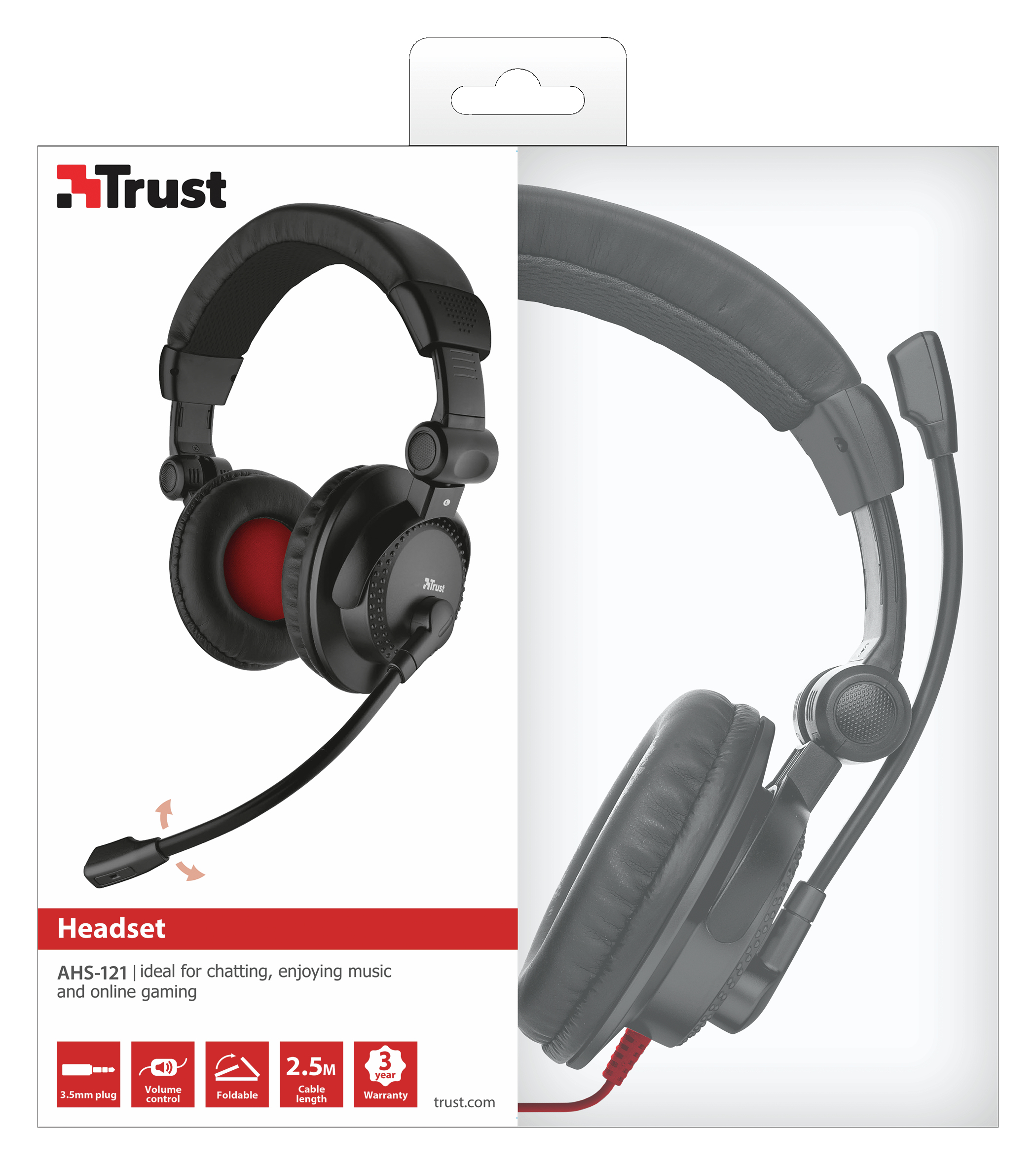 Trust AHS-121 Headset Wired Head-band Calls/Music Black, Red – image 4