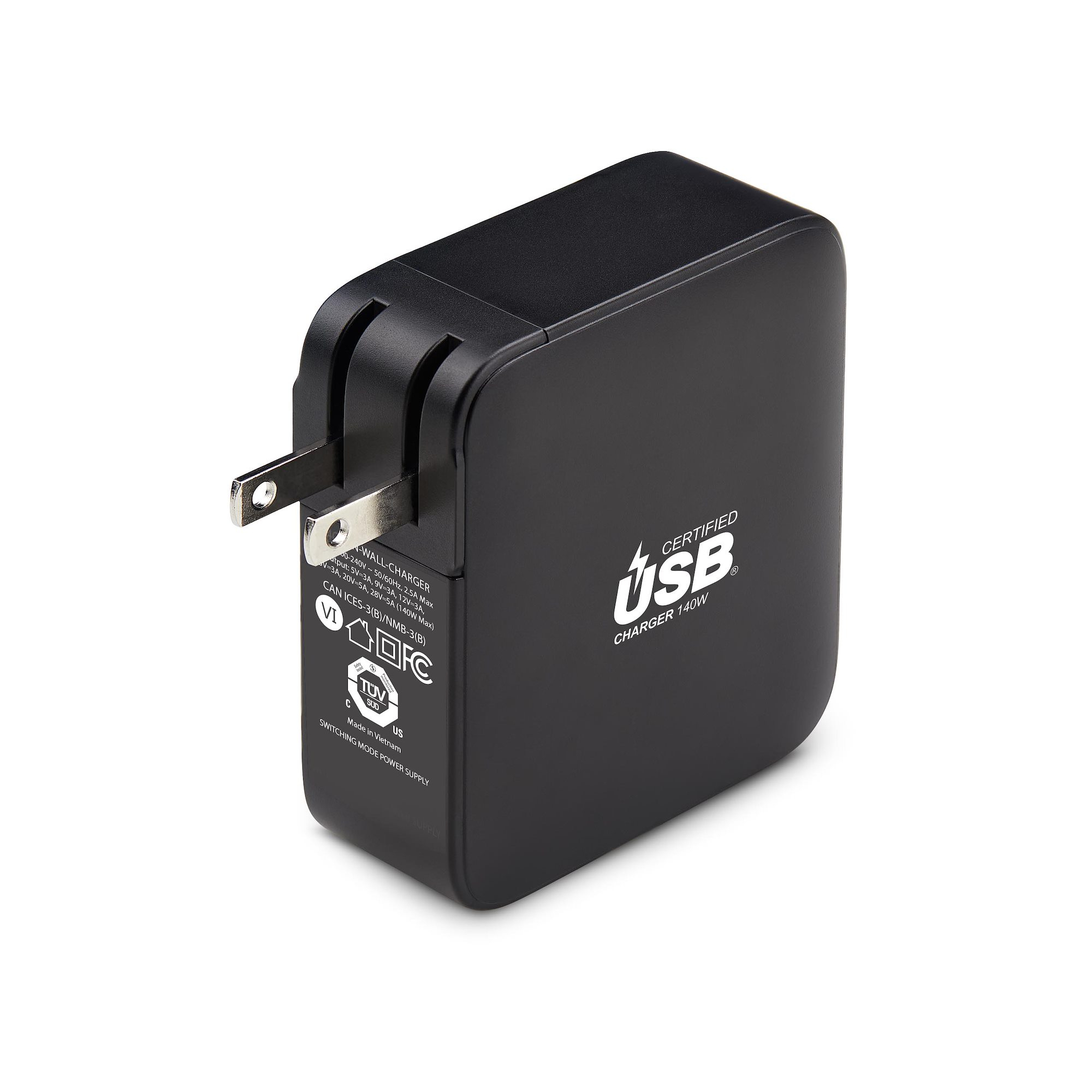 Resim StarTech.com 1014GCN-WALL-CHARGER 140W USB-C PD 3.1 GaN Duvar Tipi Şarj Cihazı Siyah
