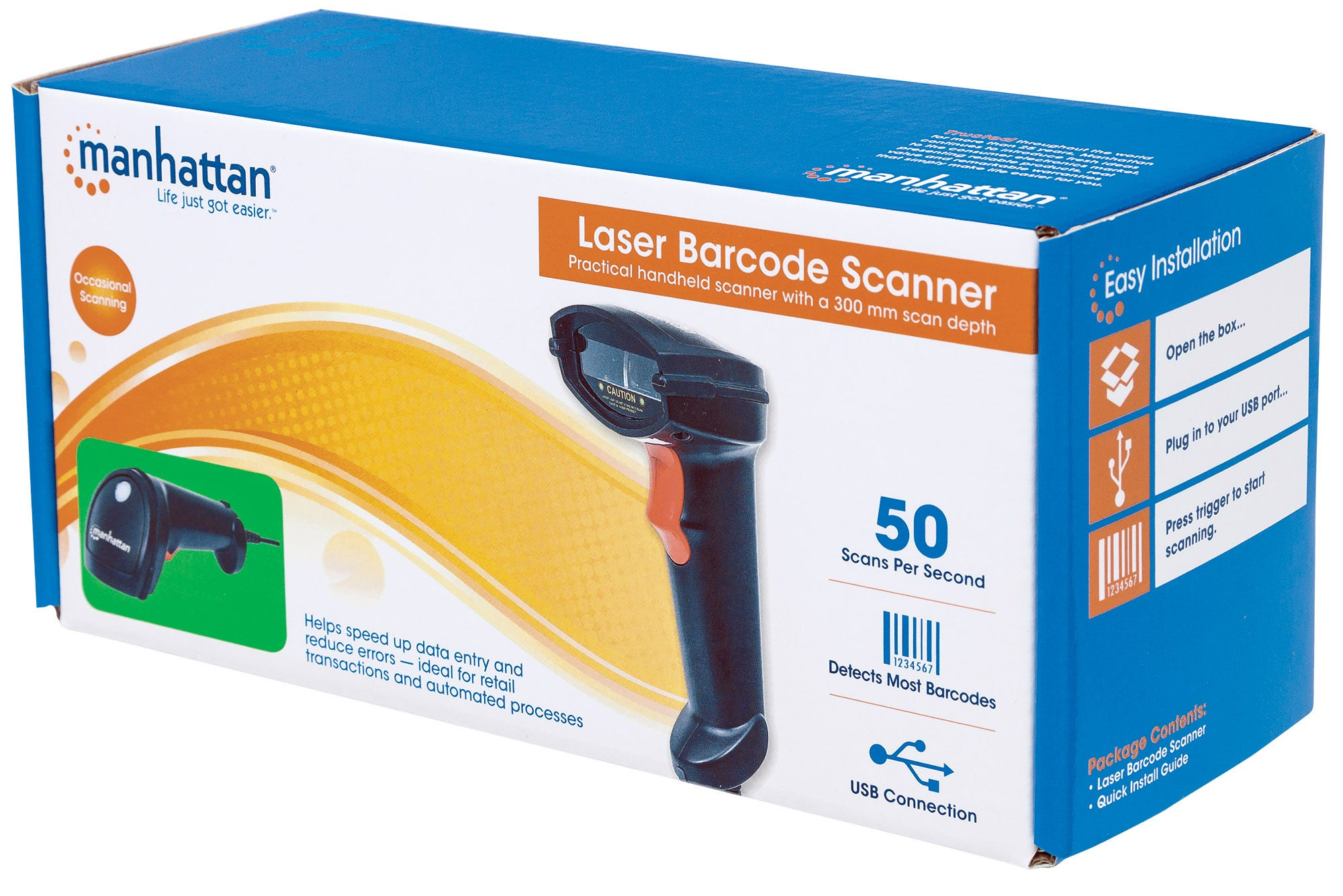 Manhattan Laser Handheld Barcode Scanner, USB – image 5