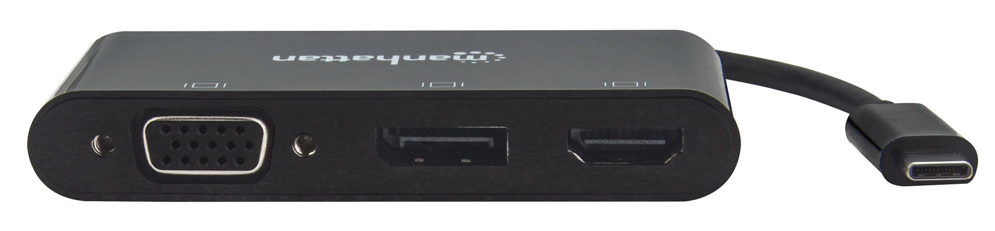 Manhattan USB-C Dock/Hub, Ports (x3): DisplayPort, HDMI and VGA, With MST, All Ports can be used at the same time, Cable – image 3