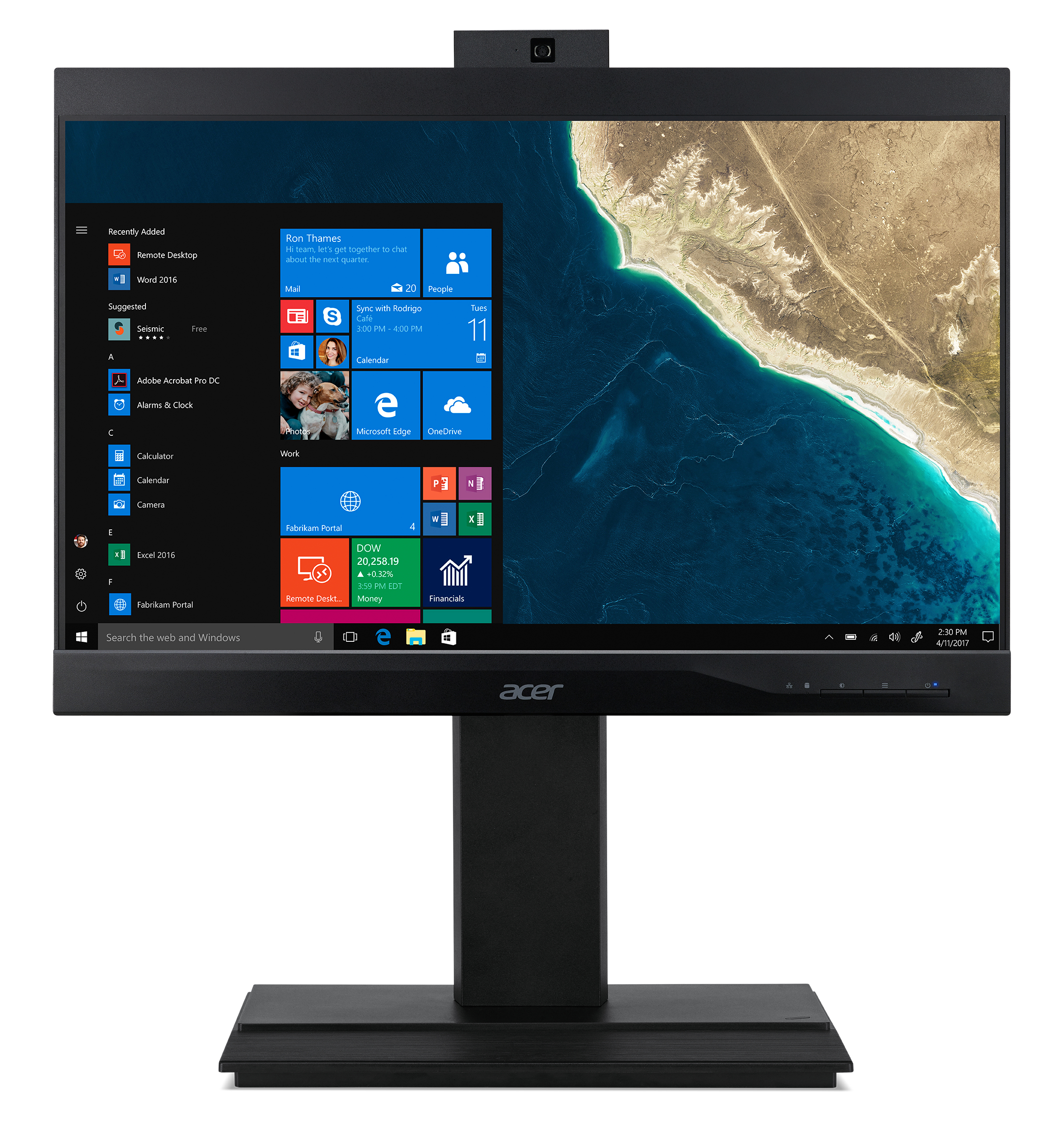 Acer Veriton VZ4860G i5 Intel® Core™ i5 i5-9400 60.5 cm (23.8″) 1920 x 1080 pixels All-in-One PC 8 GB DDR4-SDRAM 256 GB SSD Windows 10 Home Wi-Fi 5 (802.11ac) Black image 1