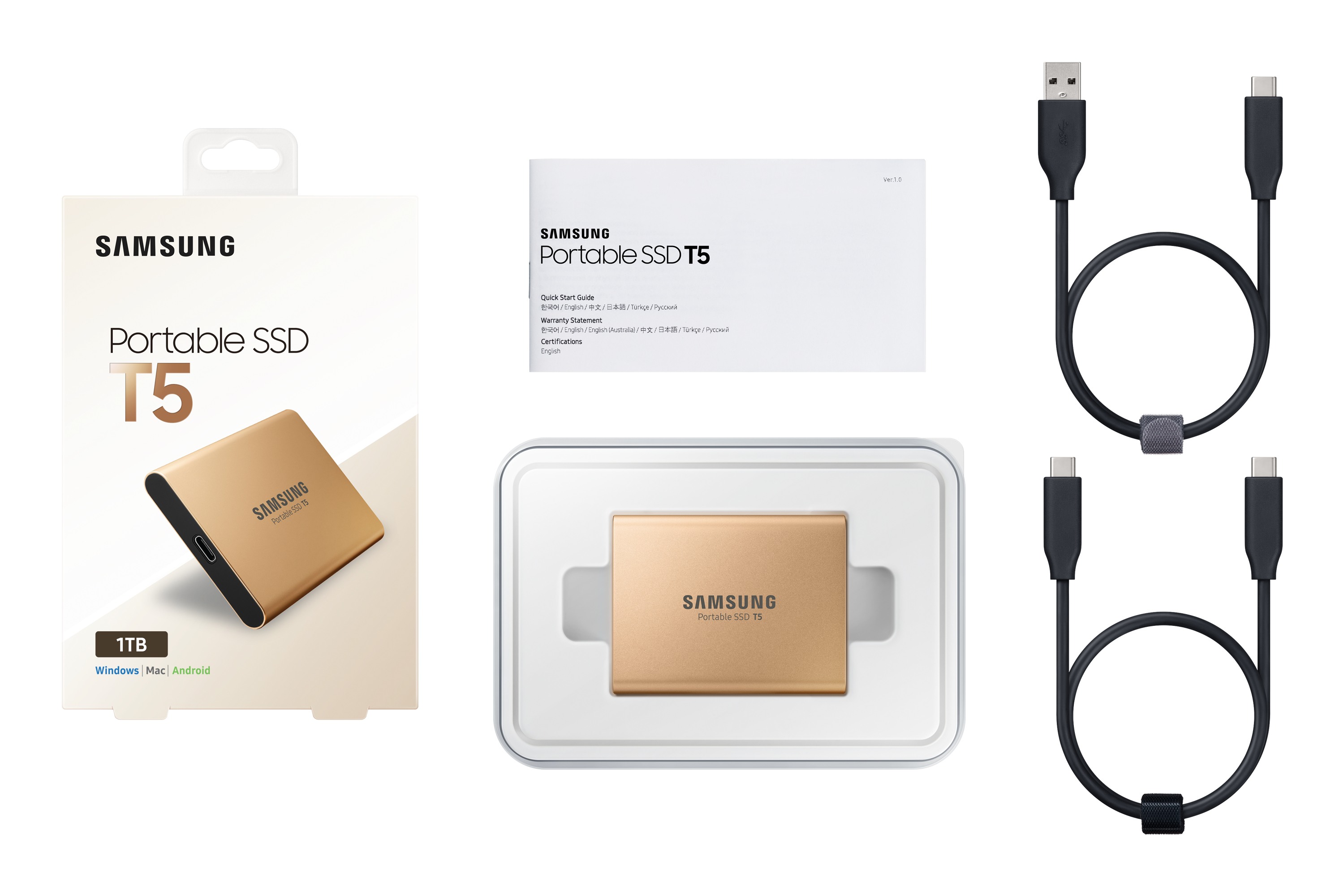 Samsung T5 1 TB USB Type-C 3.2 Gen 2 (3.1 Gen 2) Gold image 12