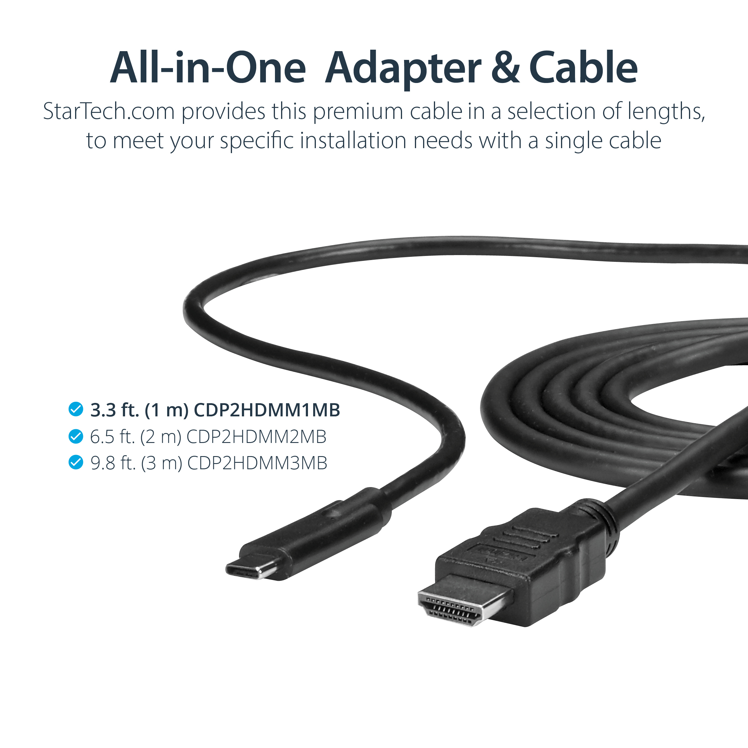 Resim StarTech.com 1m USB-C - HDMI Kablosu, 4K 30Hz, Siyah