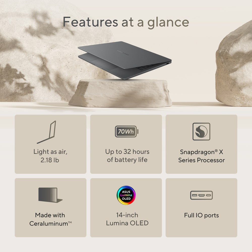 ASUS Zenbook 14 UX3407QA-PS76 Copilot+ PC Snapdragon X1-26-100 Laptop – image 3