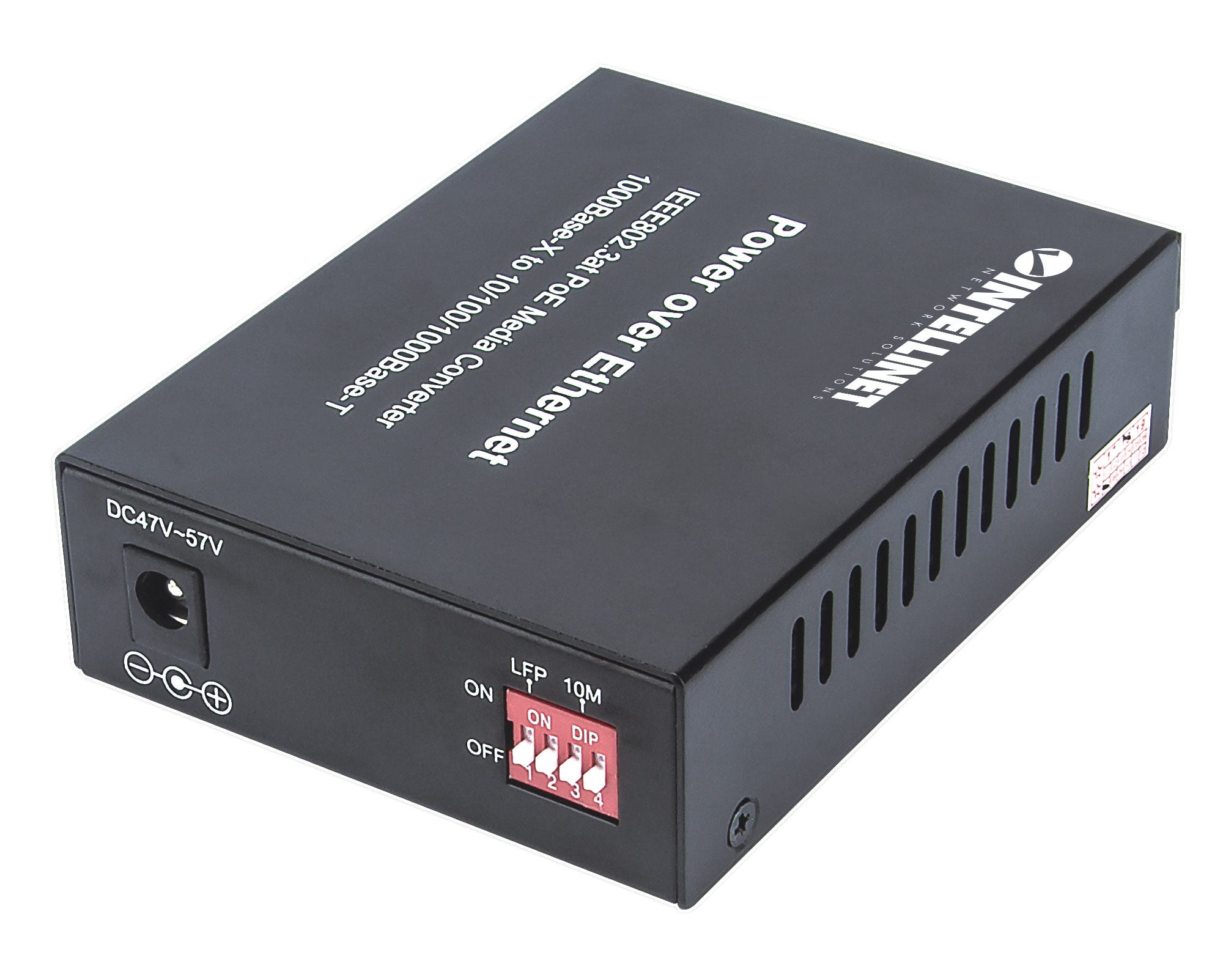 Intellinet Gigabit PoE+ Media Converter, 1000Base-T RJ45 Port to 1000Base-LX (SC) Single-Mode, 20 km (12.4 mi.), PoE+ Injector – image 7