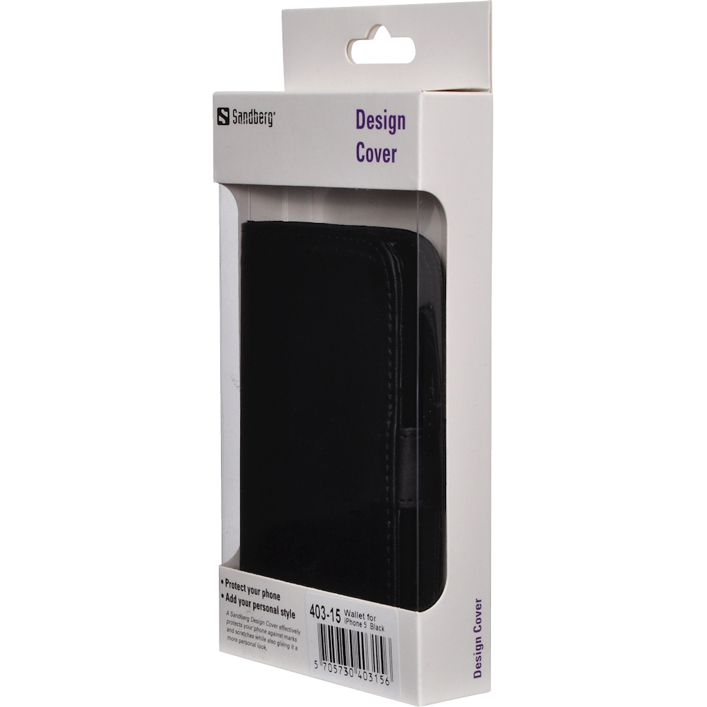 Sandberg Wallet iPhone 5/5S PU skin Black – image 2