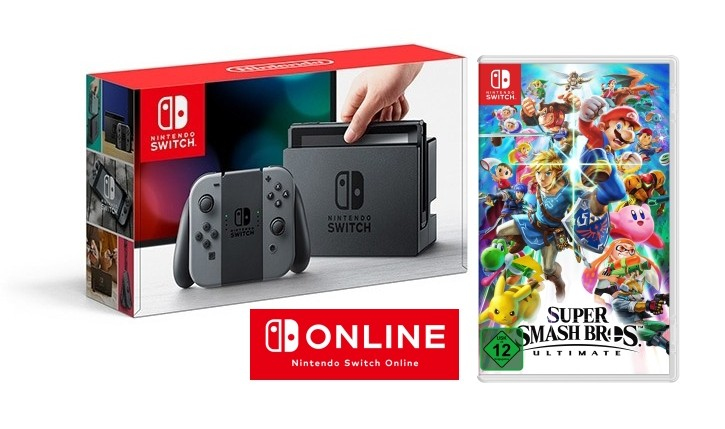 Nintendo Switch + Super Smash Bros. Ultimate + 3 Months Online — vue 1 sur 4