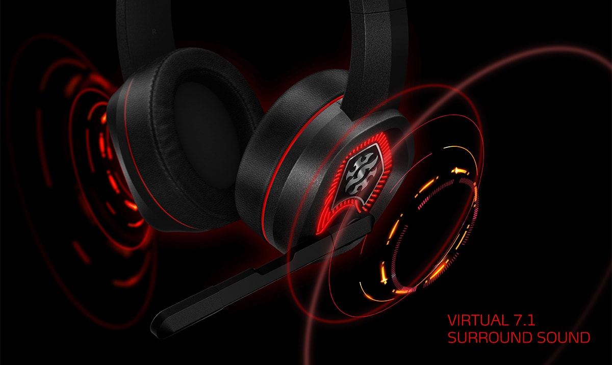 Diadema Gamer ADATA XPG EMIX H20 - Alámbrico - Micrófono - RGB - Negro con Rojo - EMIX H20