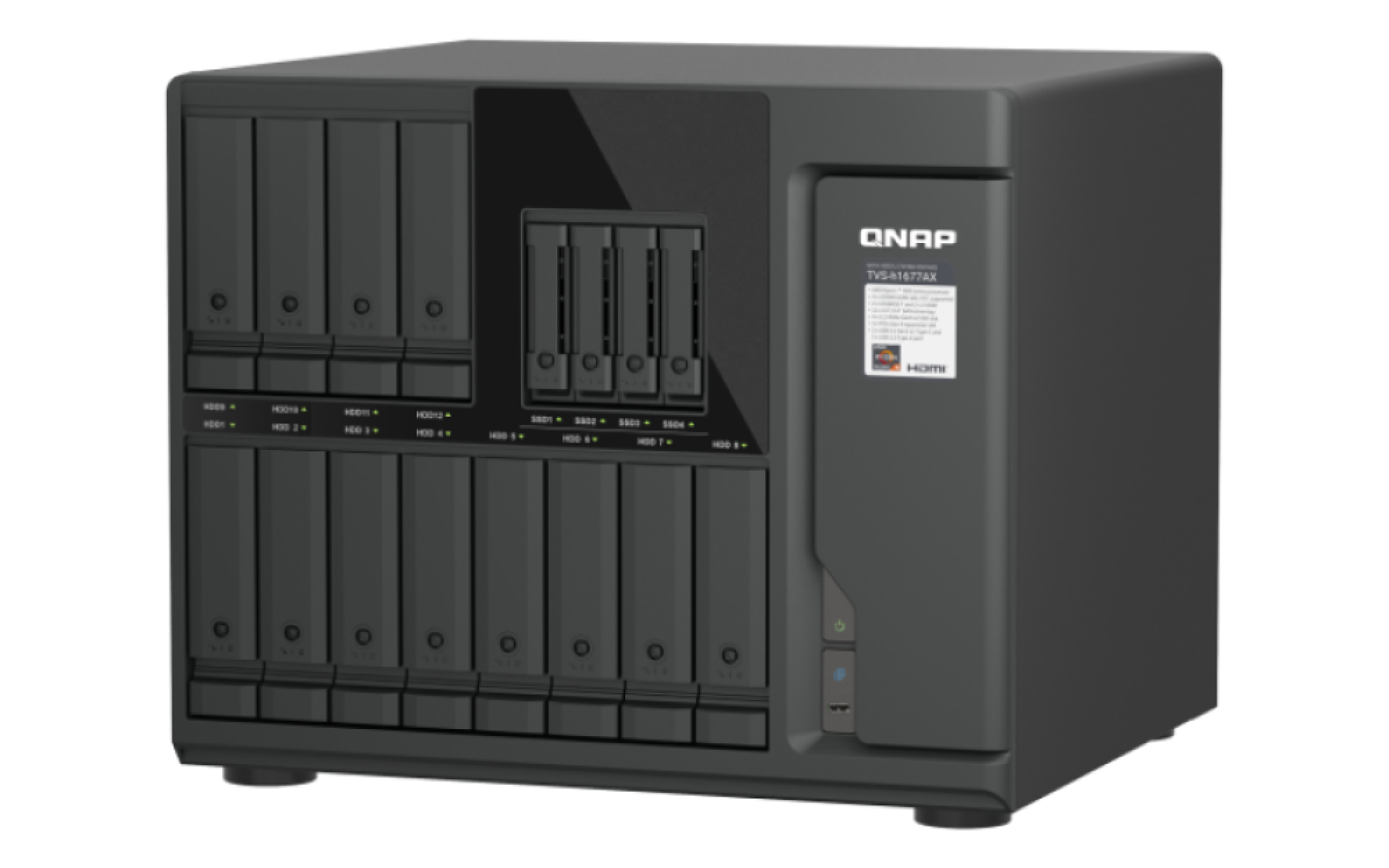 QNAP TVS-H1677AX-R5-16G serveur de stockage NAS Tower AMD Ryzen™ 5 16 Go DDR5 0 To QuTS hero Noir