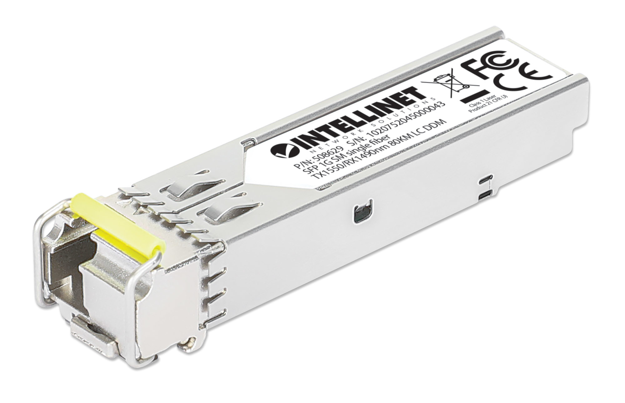 Intellinet Gigabit Fiber WDM Bi-Directional SFP Optical Transceiver Module 1000Base-BX-D (LC) Single-Mode Port, 80 km (50 mi.), BiDi WDM (RX1490/TX1550), MSA-co