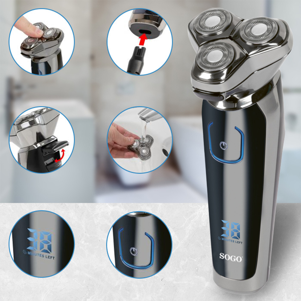 Sogo CPE-SS-3460 Rotation shaver Blue, Chrome – image 3