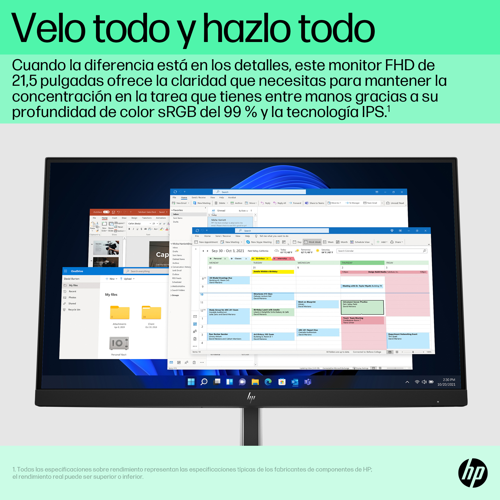 HP E-Series E22 G5 FHD Monitor. Display diagonal: 54.6 cm (21.5"), HD type: Full HD, Display technology: LCD, Display surf