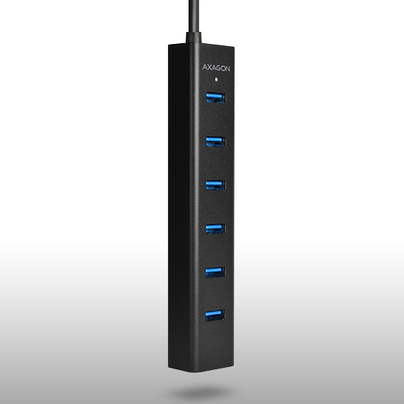 Axagon HUE-SA7BP 7x USB 3.0 ALU CHARGING hub BLACK incl. AC adapter – image 3