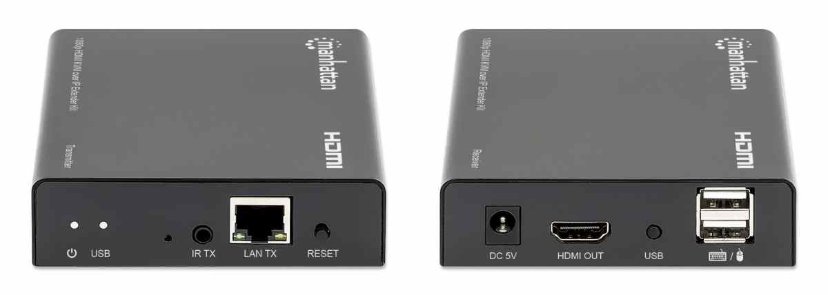 Manhattan 1080p HDMI KVM over IP Extender Kit, HDMI Extender by Single Cat5e/6 up to 120m, with IR and KVM, Black, Three Year Warranty, Retail Box – image 4