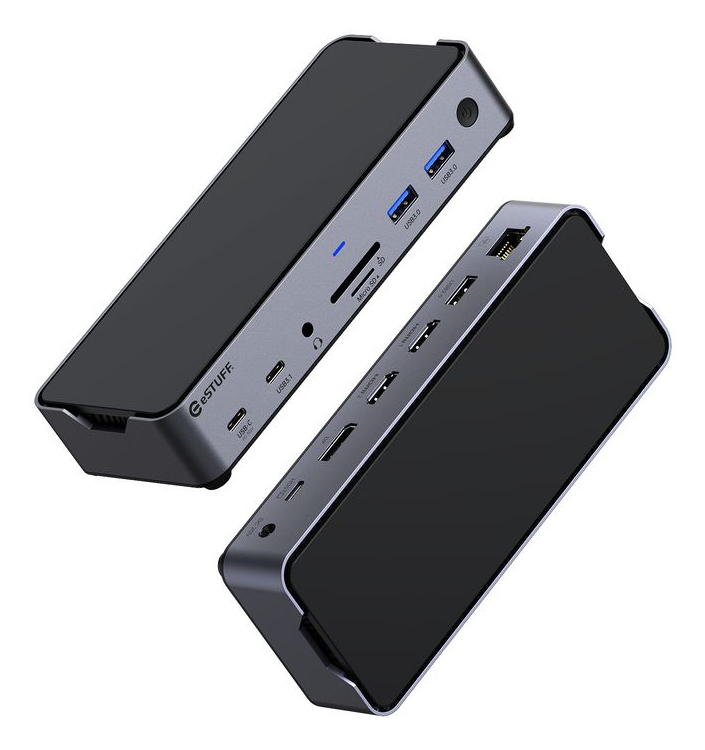 eSTUFF GLB232006 laptop dock/port replicator Wired Aluminium – image 4