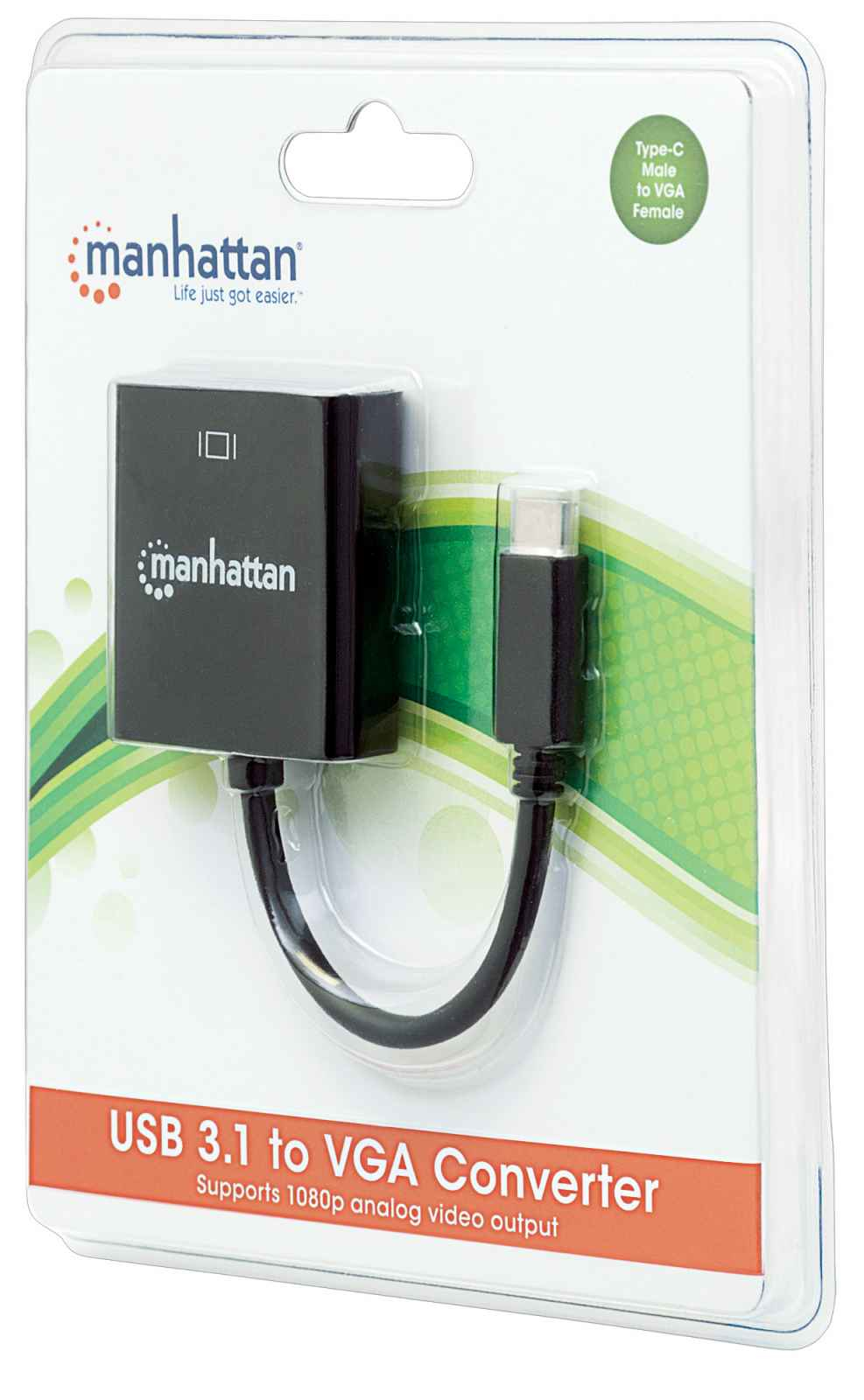 Manhattan USB-C to VGA Converter Cable, 1080p@60Hz, Black – image 6