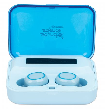 Manhattan Bluetooth Earphones, Blue, Microphone, Integrated Controls, Sweatproof, Noise Isolating, 5 hour usage time, Max Range 10m, Charging Case with Powerban – image 3