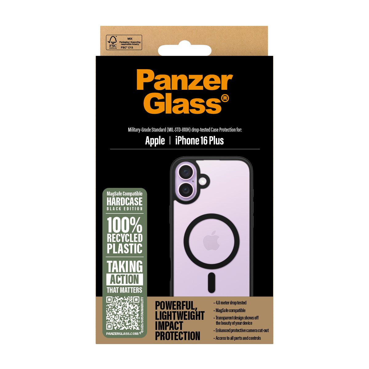 PanzerGlass® HardCase Transparent w. Black MagSafe & Frame iPhone 16 Plus – image 3
