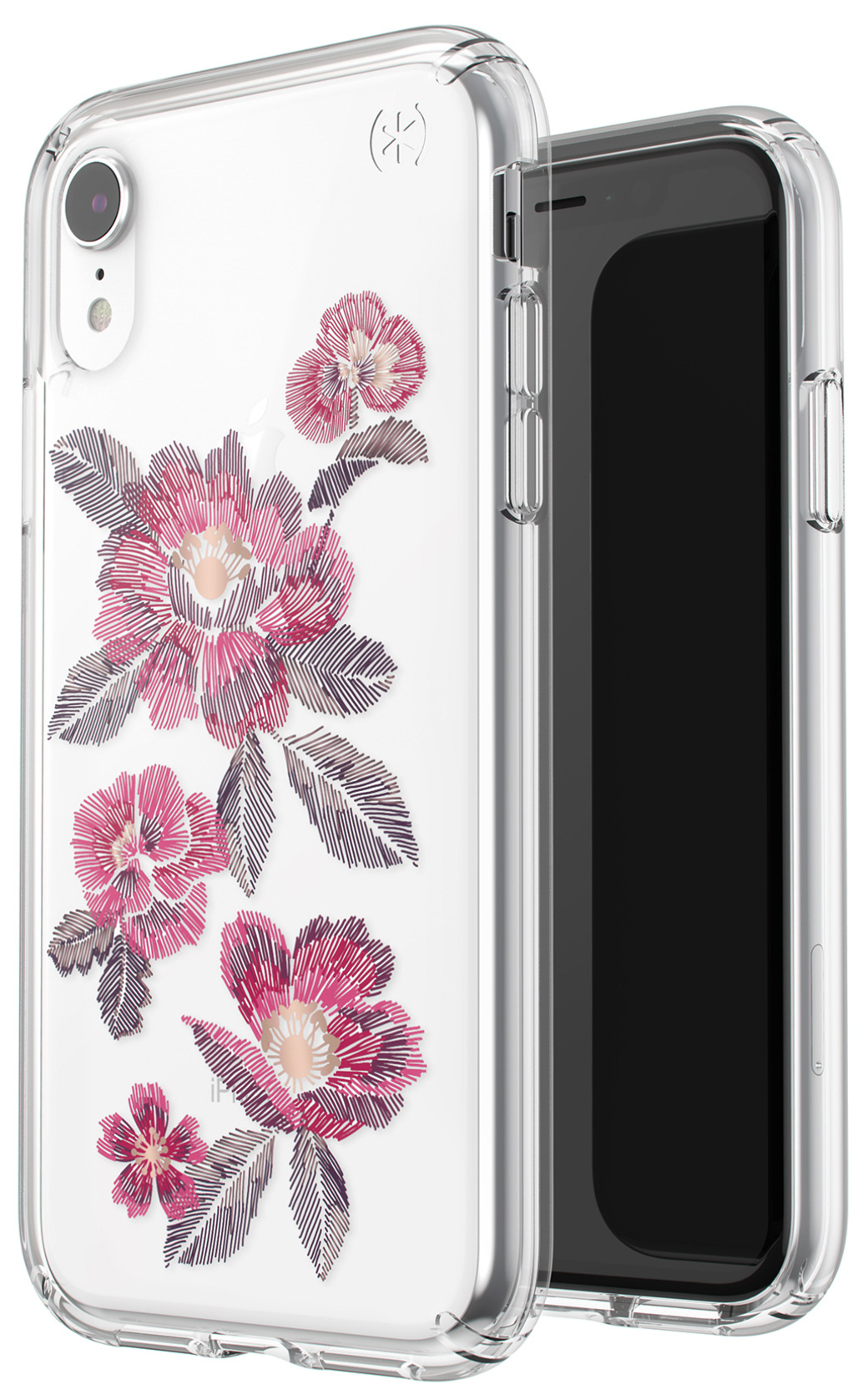Speck Presidio Clear + Print Apple iPhone XR Embroideredfloral Fuchsia/Clear – image 4