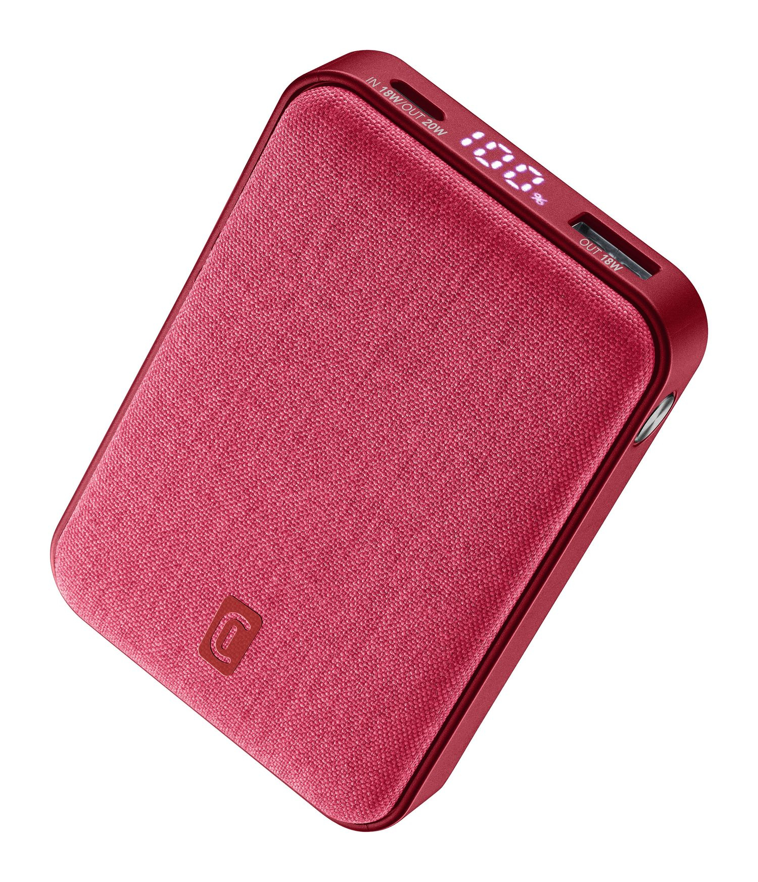 Powerbank - CellularLine Glam, 10000 mAh, 20 W, Hasta 72h de carga, USB C, A, Rojo