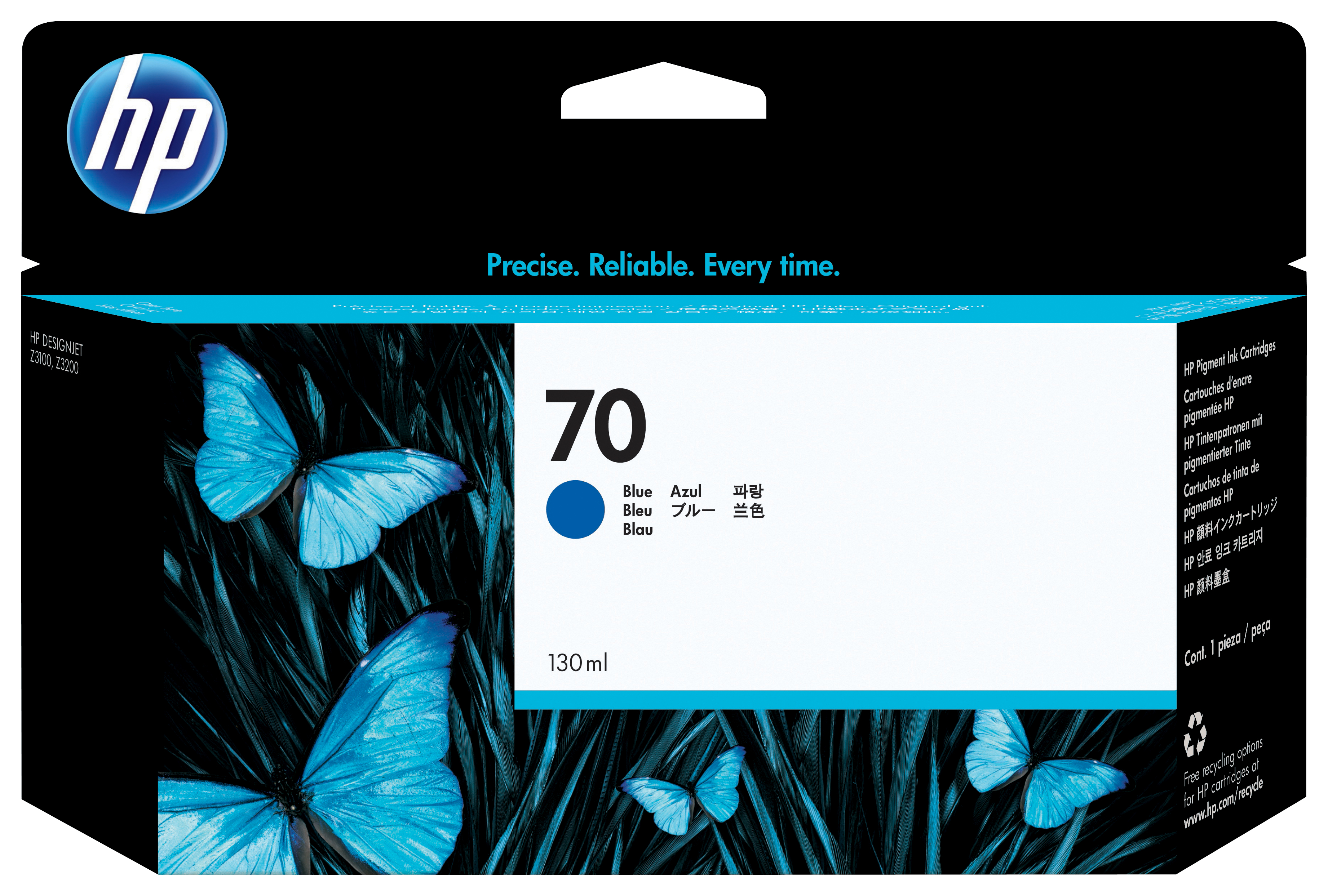 HP 70 original Ink cartridge C9458A blue standard capacity 130ml 1-pack wit...