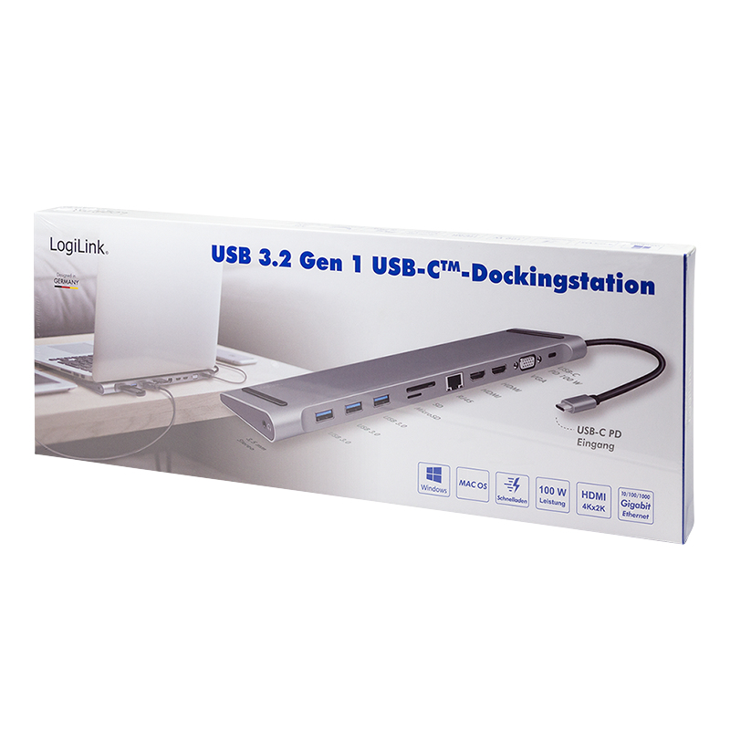 LogiLink UA0373 laptop dock/port replicator Wired USB 3.2 Gen 1 (3.1 Gen 1) Type-C Aluminium – image 9