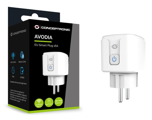 Conceptronic AVODIA01W EU Smart Plug 16A, Compatible with German & French Outlets – image 2