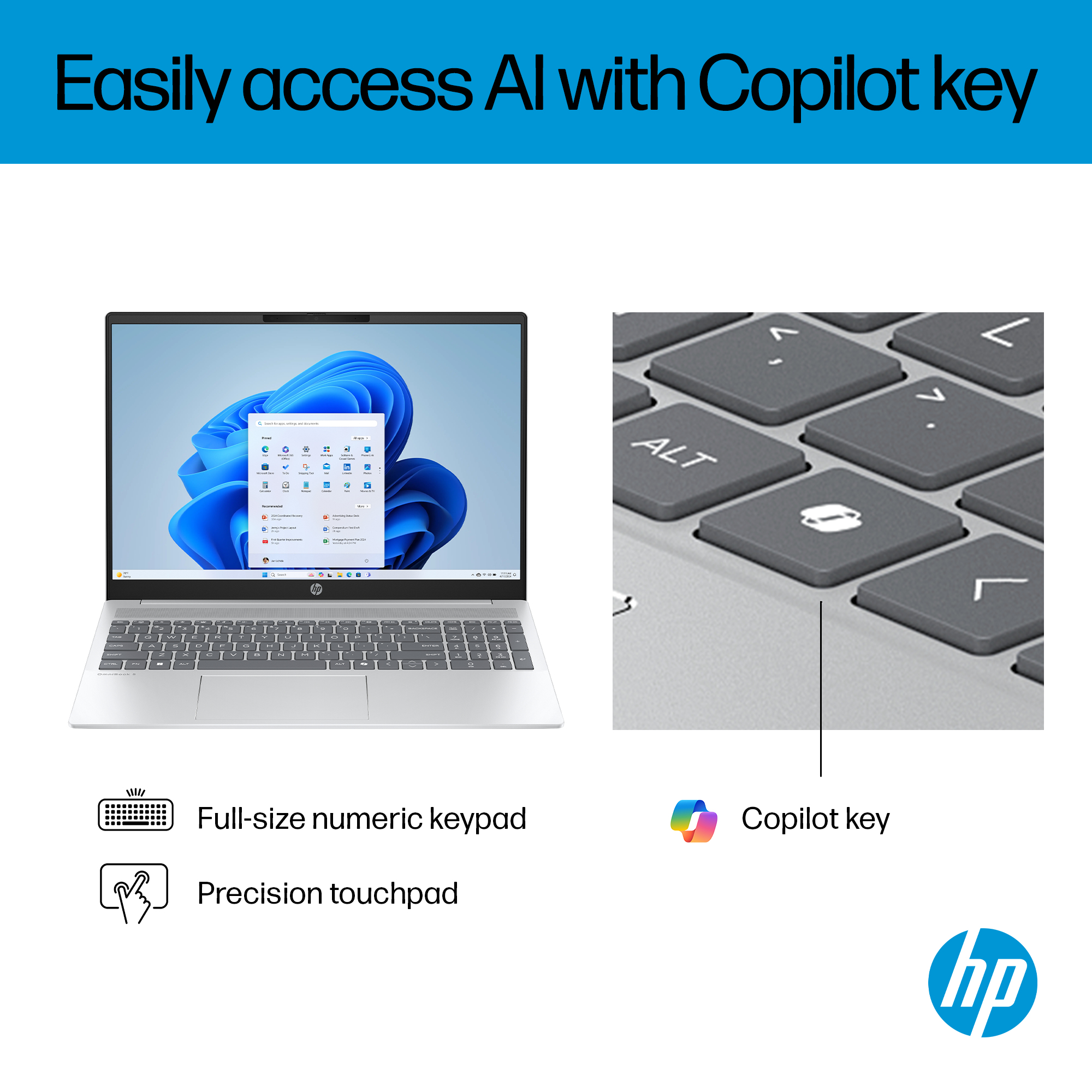 HP OmniBook 5 Laptop 16-bc1007nax AMD Ryzen™ 7 8840U 40.6 cm (16″) 2K 16 GB LPDDR5-SDRAM 1 TB SSD Wi-Fi 6 (802.11ax) Windows 11 Home AI PC Silver image 12