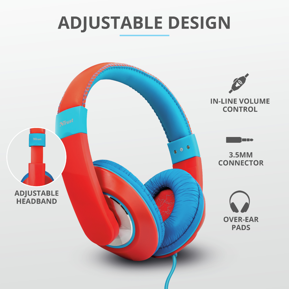 Trust 23585 headphones/headset Wired Head-band Music Blue, Red – image 3
