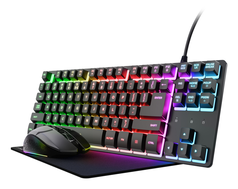 Trust GXT 794 3-in-1 Gaming keyboard Mouse included USB QWERTZ German Black